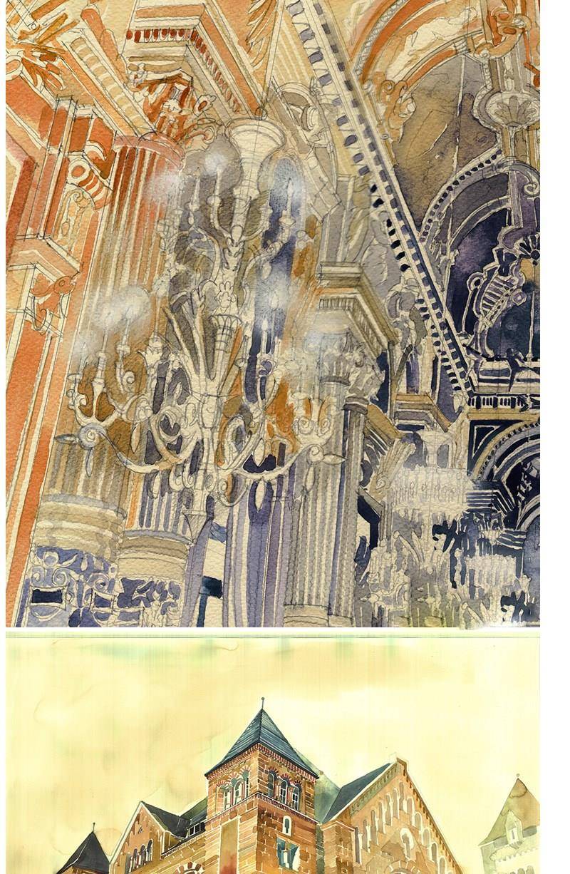 70 - 欧美教堂建筑风景126幅写实场景 插画师水彩手绘 临摹电子图素材