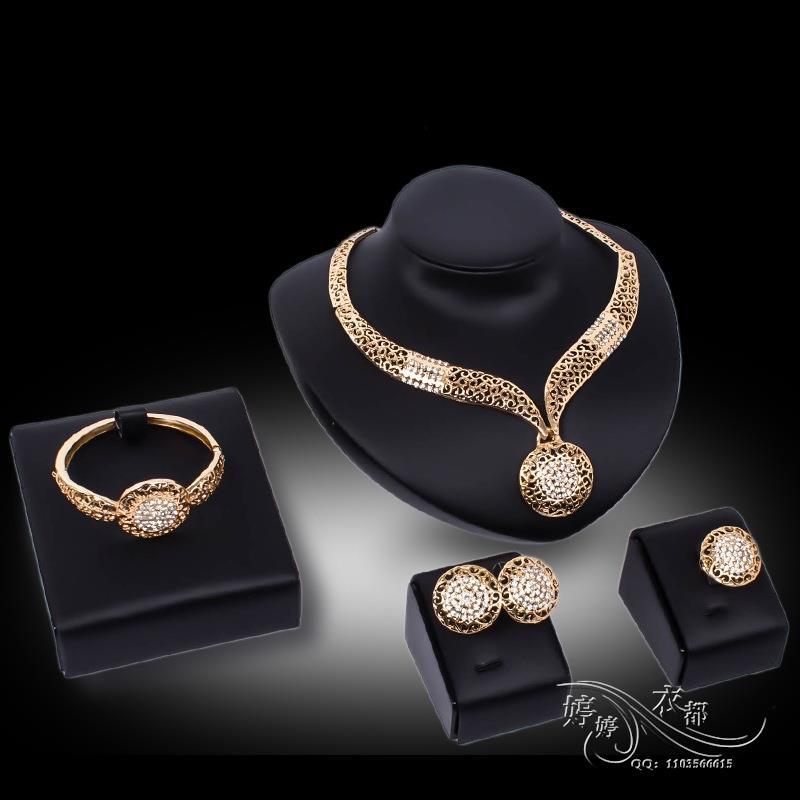 fashion necklace earrings bracelet ring set wedding jewelry