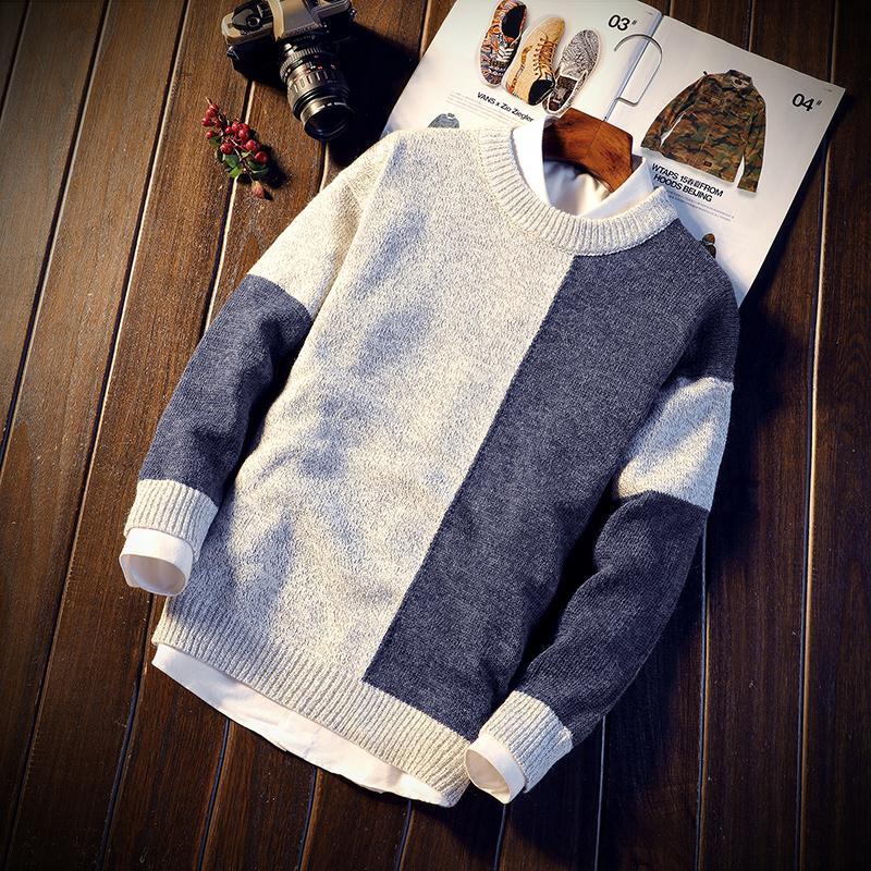 Sweater men's autumn and winter new Korean version loose bottomed shirt boys' T-neck Pullover Sweater sweater and thread clothing men's fashion