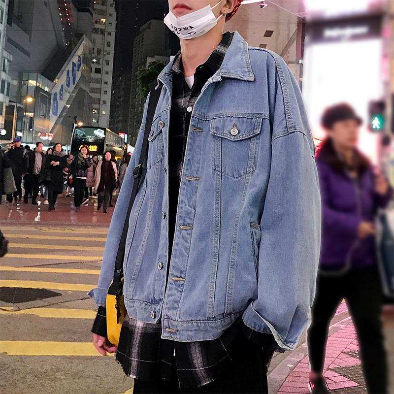 春秋韓版牛仔外套男青少年學生情侶裝新款日系港風寬鬆潮流夾克衫