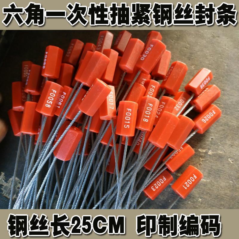 100根六角一次性铅封锁抽紧式钢丝封条防盗防拆物流海关集装箱2月27日
