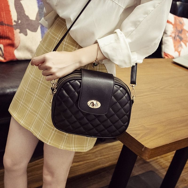 小包包女2020新款秋季韩版时尚潮流百搭三层菱格女包单肩斜跨包包