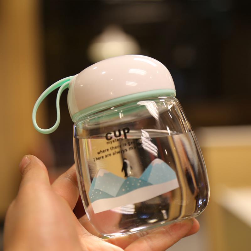 Cute water cup portable glass mini cute polar bear penguin cartoon handy cup fresh student male and female cup