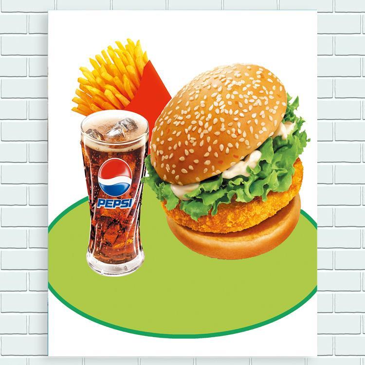汉堡薯条可乐海报宣传画印制肯德基店海报设计制作贴画装饰画