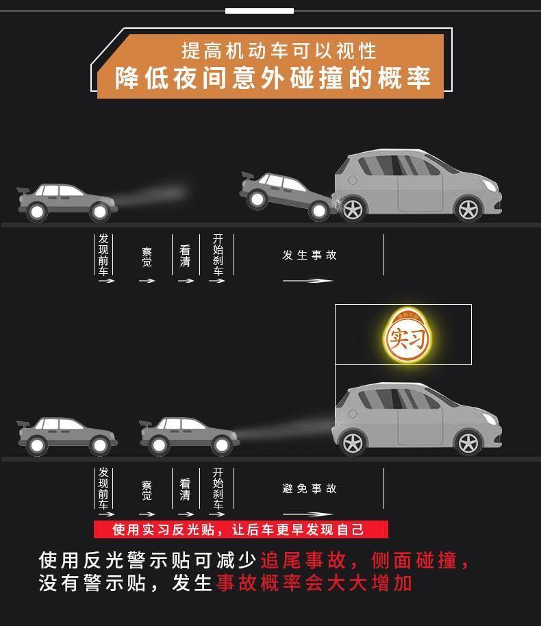 实习车贴女司机新手上路汽车贴纸驾驶标志标识牌统一创意磁性夜光