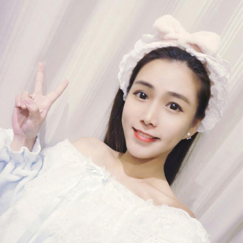 蕾丝蝴蝶结洗脸发带甜美公主荷叶边发箍宽边面膜头巾束发带女头饰