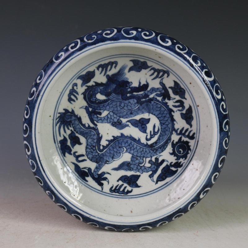 清青花龙纹笔洗 保真瓷器 古董古玩 摆件 文房用品 旧货收藏