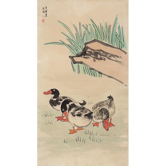 名家徐悲鸿字画三尺鸭子书画临摹作品手绘古玩写意名人国画收藏