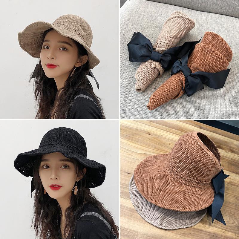 Hat woman summer Korean net red sun hat sunscreen folding hat Big Brim Straw Hat
