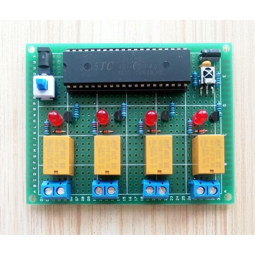 (散件)基於51單片機的紅外遙控開關4路無線遙控繼電器設計萬用板