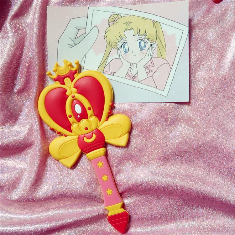 中二良品 美少女战士月牙爱心皇冠变身器魔法棒镜子手拿化妆镜