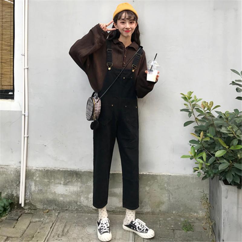 Pants women's spring and autumn 2020 new Korean students' versatile black 9-point jeans women's loose age reducing pants