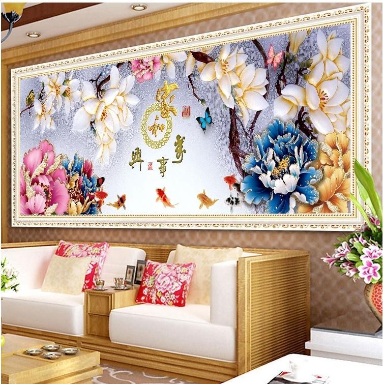 5d钻石画满钻家和万事兴手工点贴钻十字绣钻石绣2021新款客厅现代