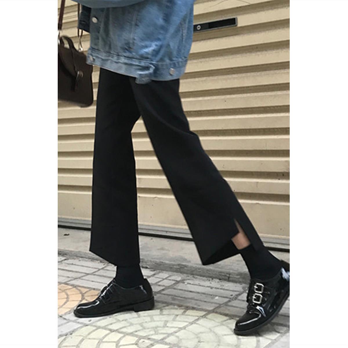 Irregular cropped trousers spring and autumn 2020 new versatile loose high waist slim casual straight pants student girl