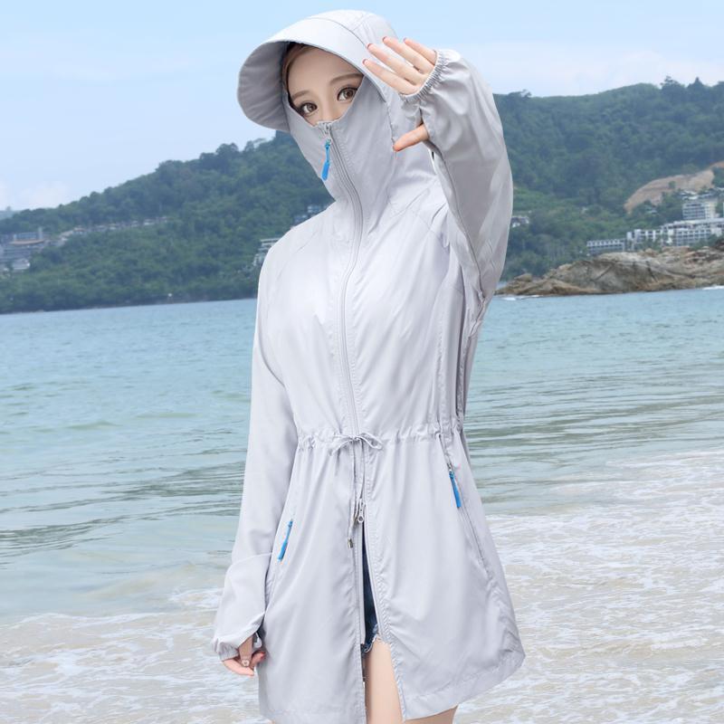 Sun proof clothing women's middle and long version 2020 summer sun proof clothing outdoor cycling sun proof shirt thin beach coat woman
