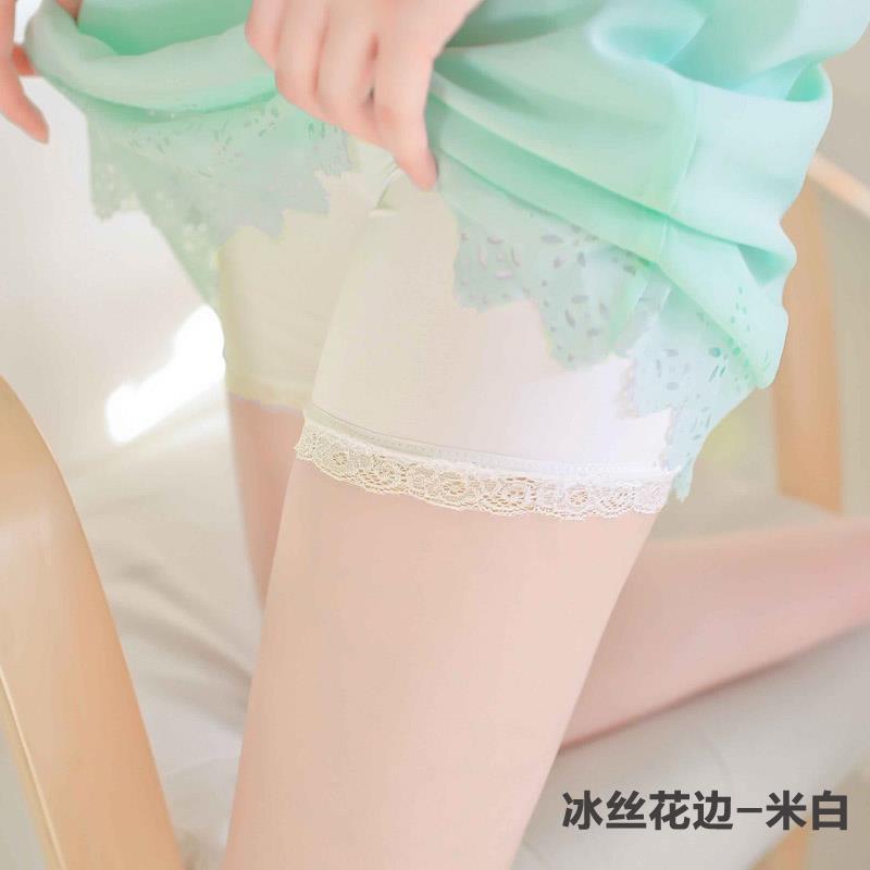 2020 spring and summer ice silk safety pants lace three-part pants anti light large women's thin underpants women's underwear