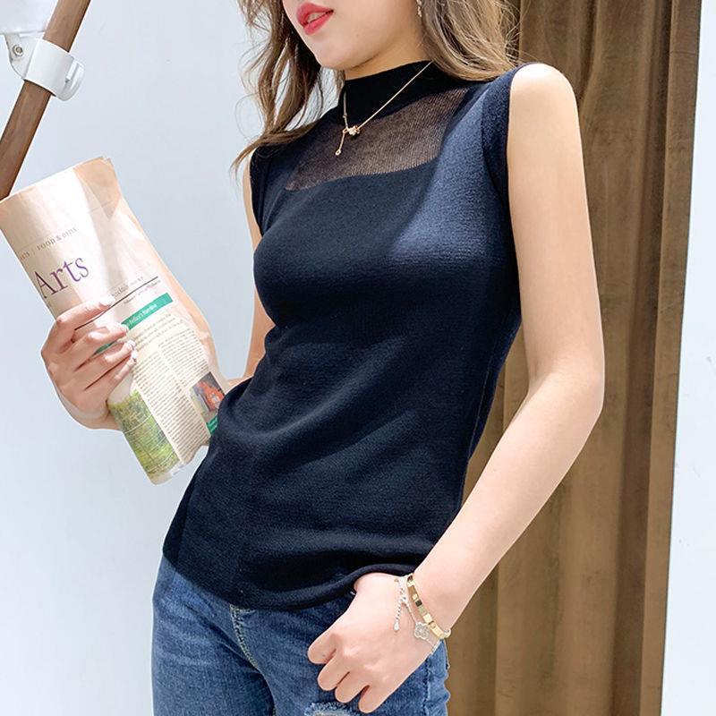Two pieces/one piece large size camisole women's outerwear knitted vest bottoming shirt women's T-shirt