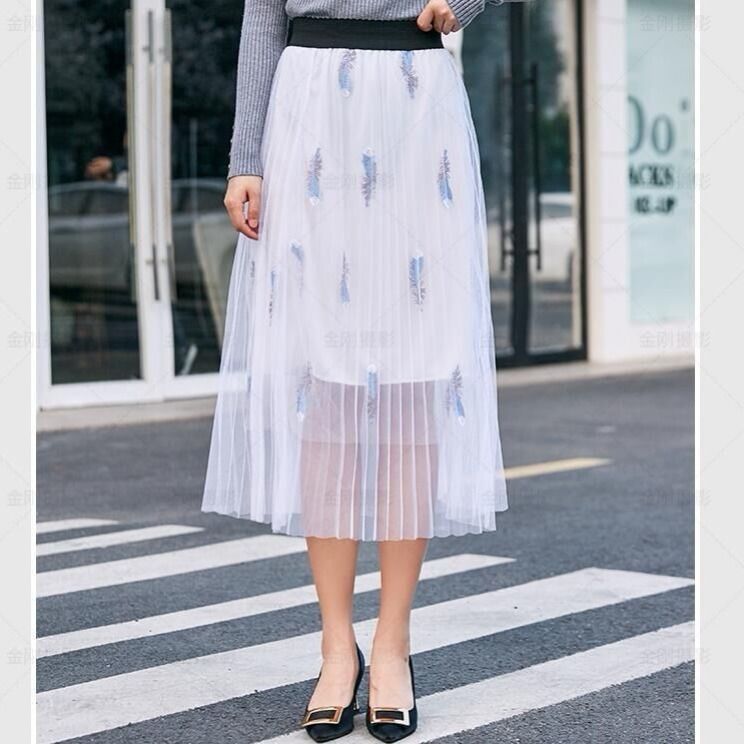 休闲小清新半身裙子女学生韩版刺绣波点裙短裙裤夏春秋多层仙女裙