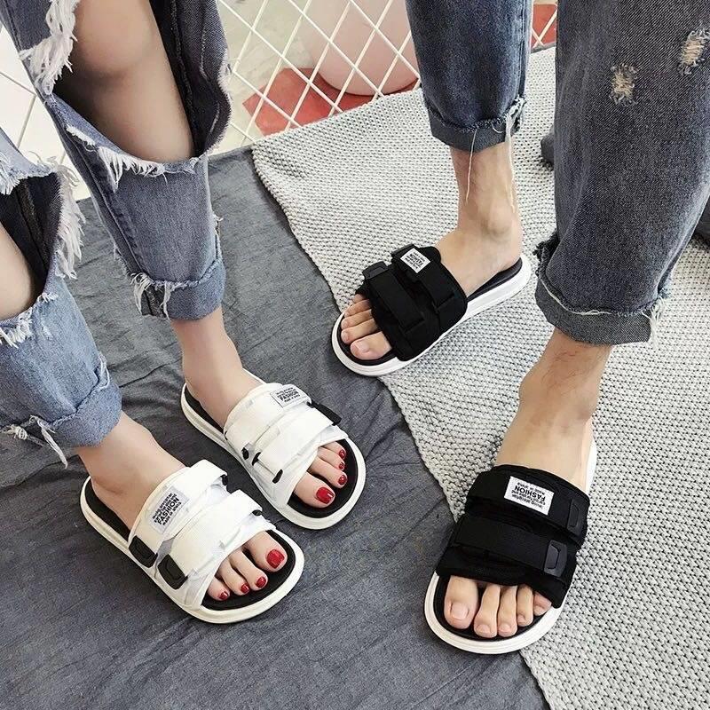 Net red slippers men's summer wear trend fashion personality couple Velcro society women's outdoor one word cool slippers trend