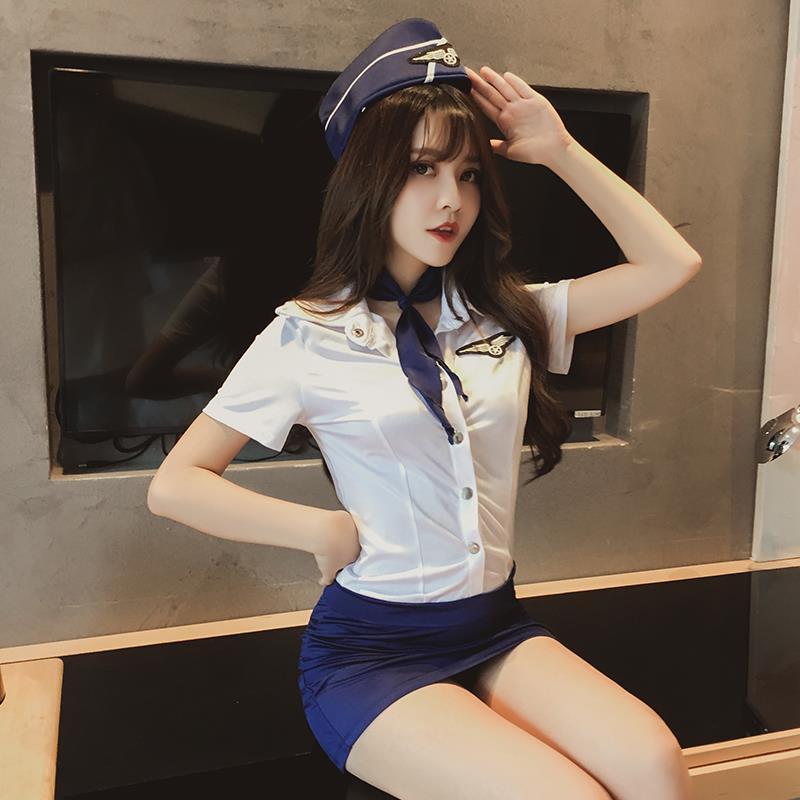 情趣内衣制服诱惑骚空姐紧身包臀裙开档挑逗激情套装老师夜店露乳