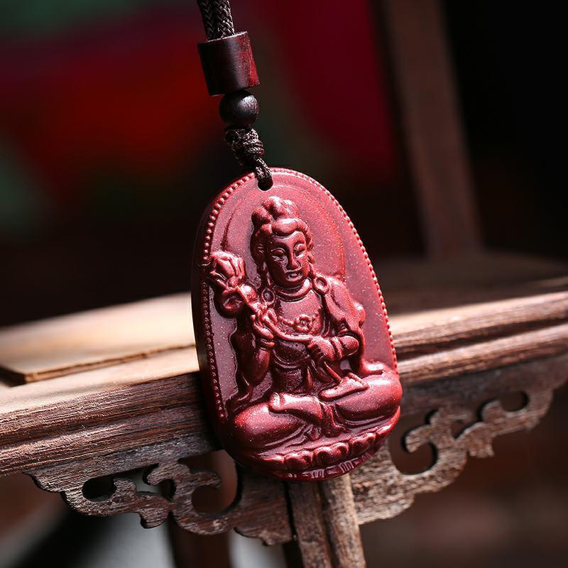 【假一赔十】正品天然朱砂紫金砂吊坠十二生肖本命佛项链辟邪转运
