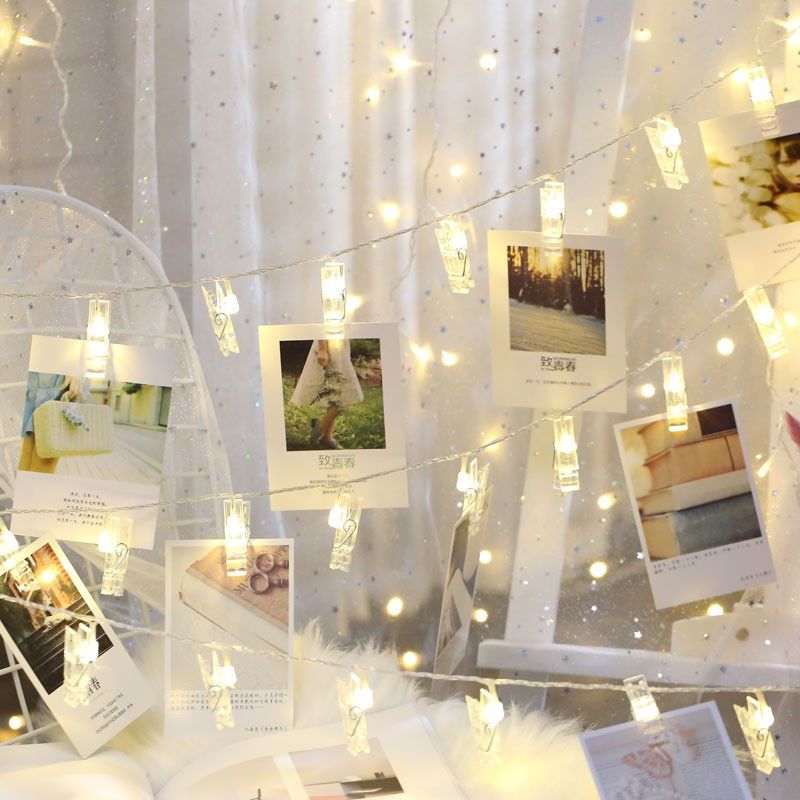 Colorful lights flash lights girl heart bedroom layout photo clip christmas lights creative clip lamp string photo wall warm light