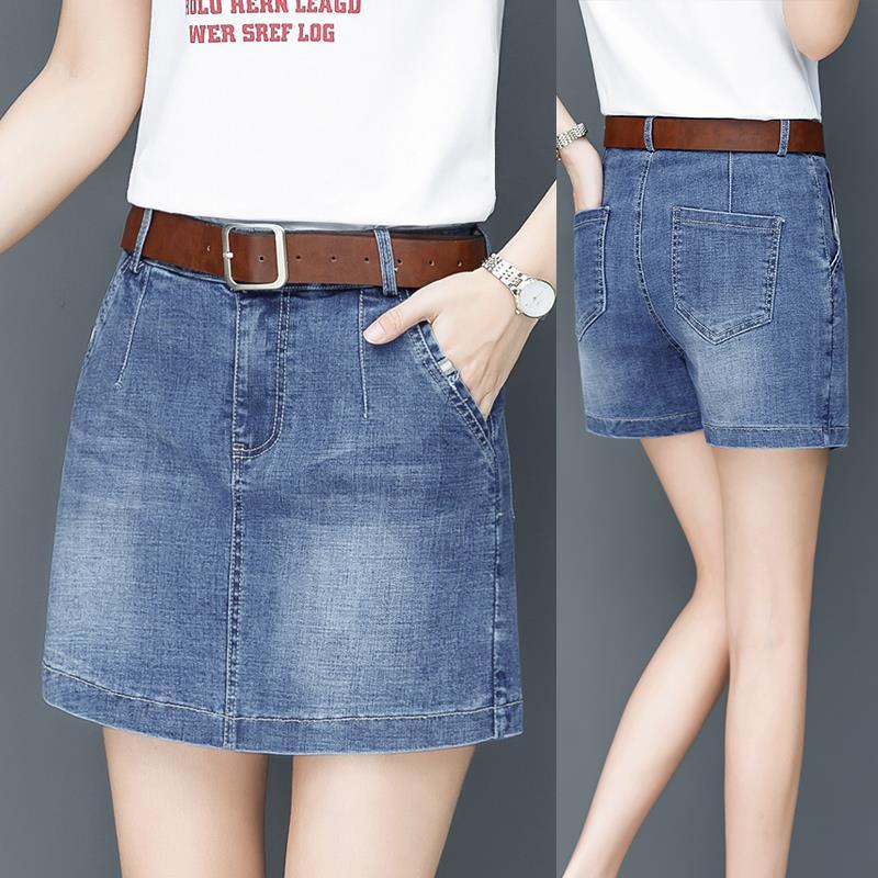 Denim Short Skirt women summer high waist new small fake two piece short skirt 2020 fashion thin skirt