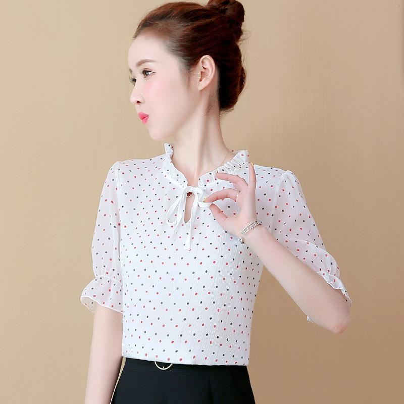 女装衬衫上衣衬衣短袖夏装雪纺洋气
