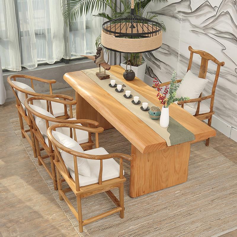 欧美风实木茶几茶桌简约现代原木茶桌椅组合办公喝茶功夫泡茶茶台