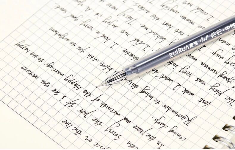 最炫中性笔大容量水笔水晶头钻石笔头黑笔学生考试碳素笔签字笔