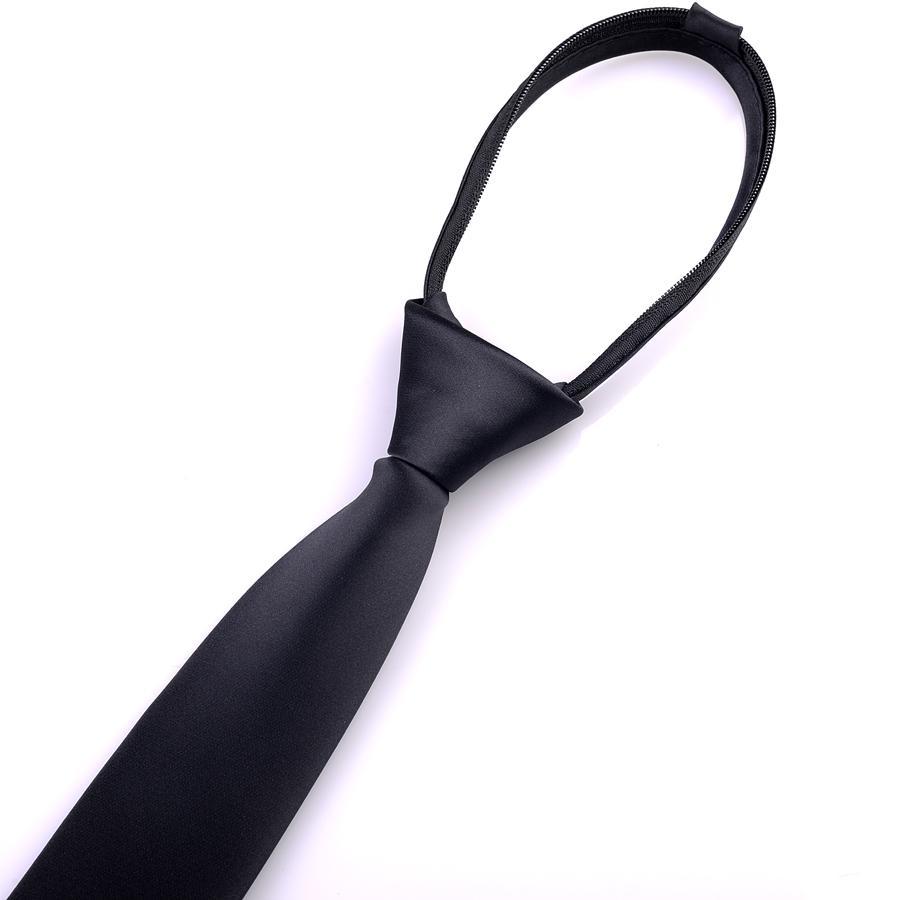 懒人拉链黑色细领带男女韩版窄领带潮时尚休闲5CM小领带 易拉得