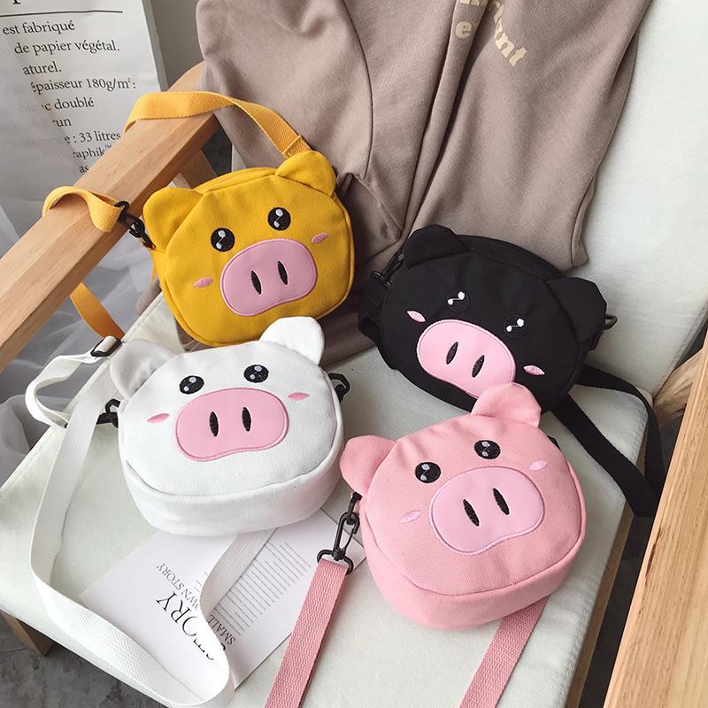 Korean ins cute little pig piggy Shoulder Bag Girl Japanese chic soft girl canvas bag student straddle bag