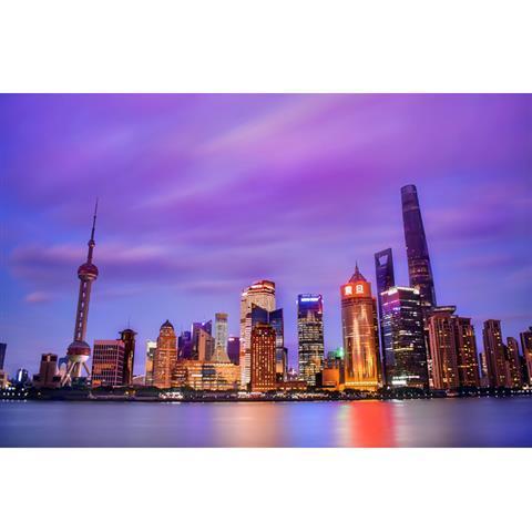 陆家嘴东方明珠上海夜景繁华城市海报外滩城市建筑风景画装饰贴