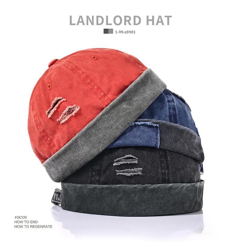 Yuppie hat men's trendy Korean landlord hat melon skin hat brimless wash hat Vintage sailor hip hop hat in winter