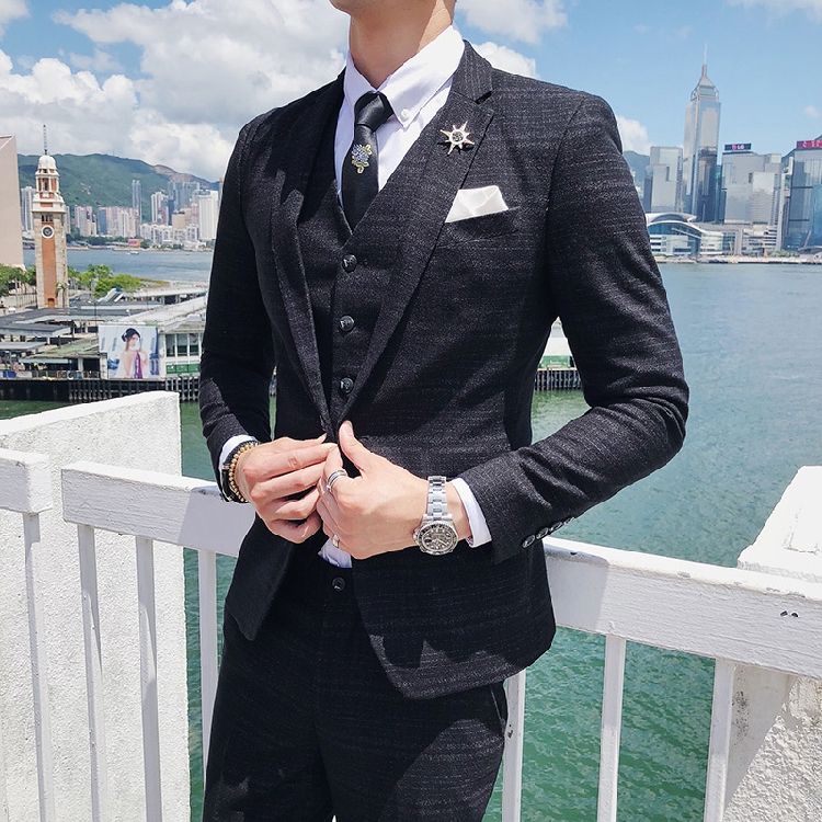 新郎西服套装结婚西装三件套绅士修身礼服优雅男婚礼宴会商务正装【2