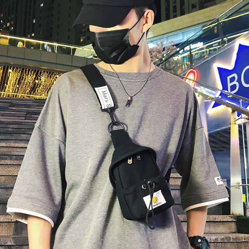 Crossbody Bag and trendy backpack women hip hop personality casual canvas one shoulder bag sports men's bag trendy brand