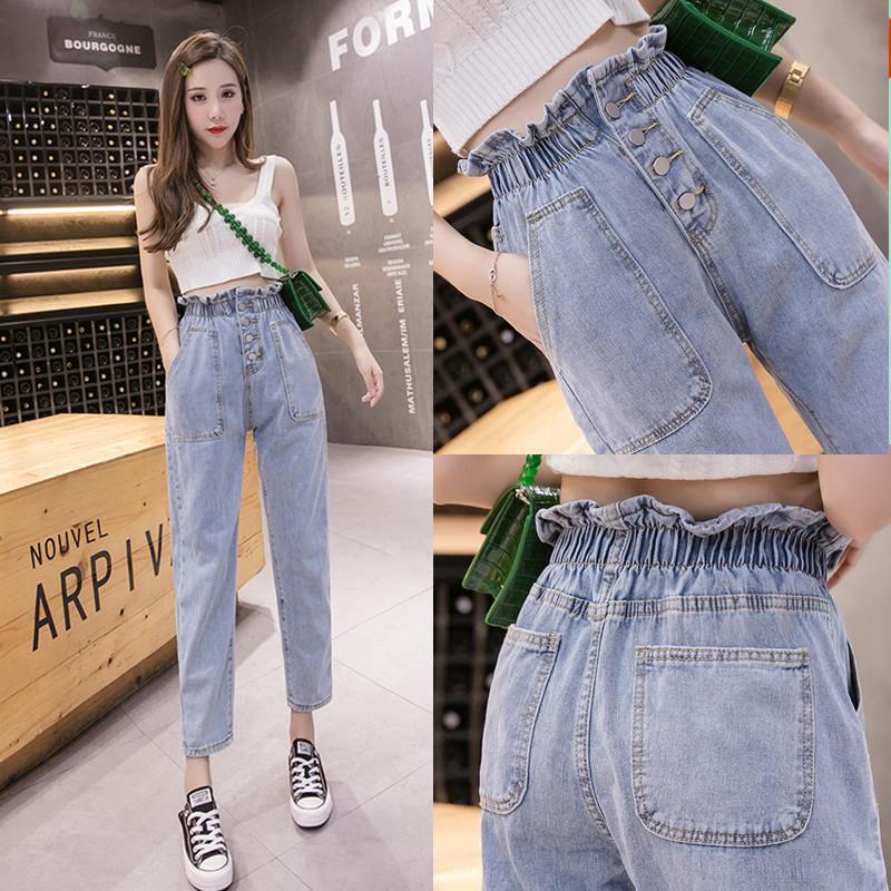 Flower bud pants women's 2020 new summer slim high waist Leggings Capris casual pants daddy pants jeans [finished on March 10]