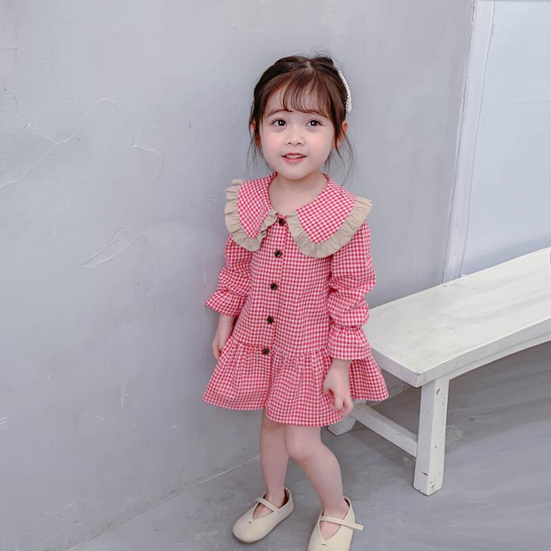 Girls autumn dress 2020 new Korean version of foreign style girls spring and autumn skirt 3-4 years old children's princess skirt 5