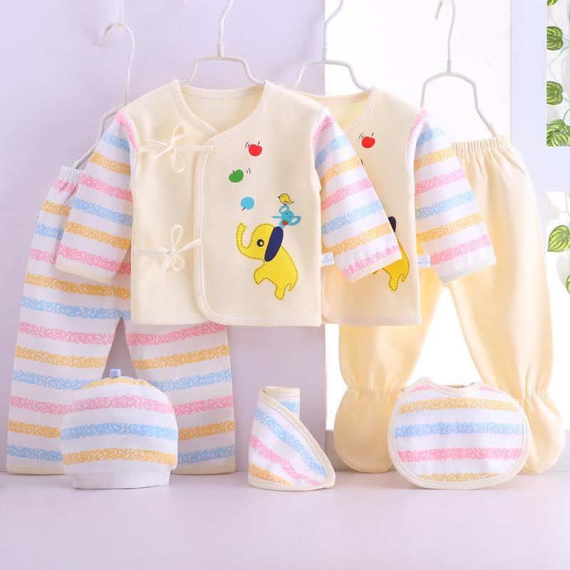 婴儿衣服纯棉初生套装新生儿夏春男百岁0-3个月女宝宝用品包7件套