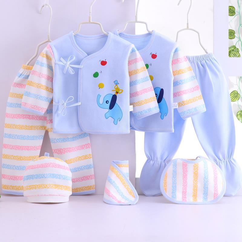 婴儿衣服纯棉初生套装新生儿夏春男百岁0-3个月女宝宝用品包7件套