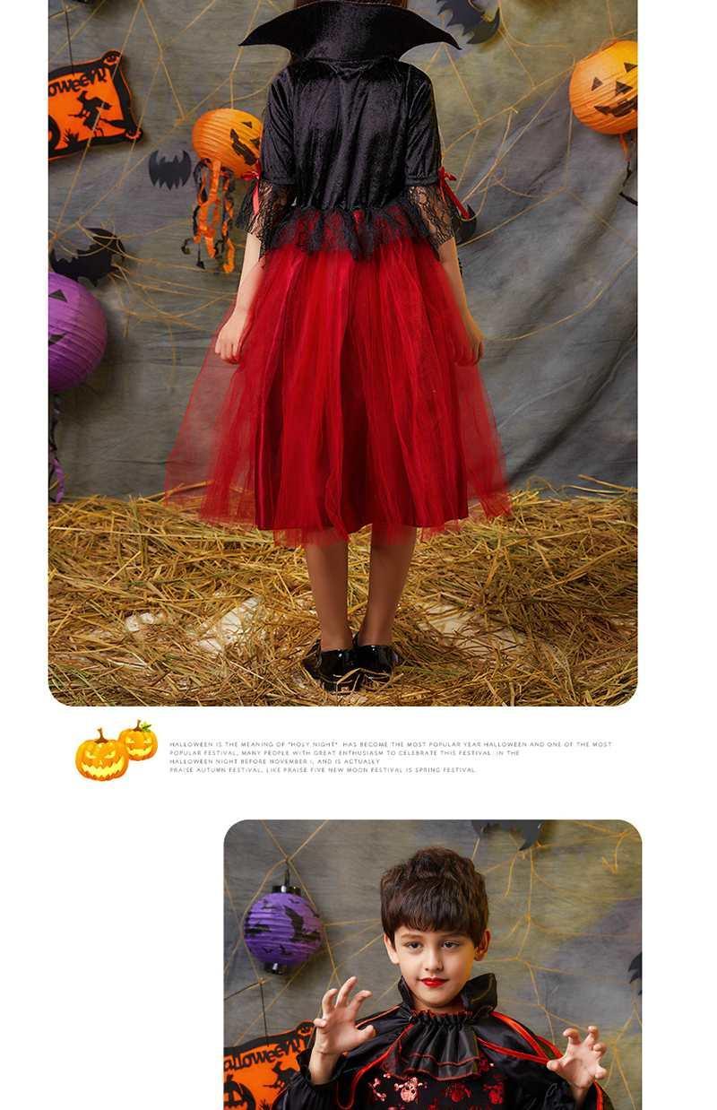 万圣节儿童服装吸血鬼女童公主裙女童疯狂的南瓜披风演出服套装