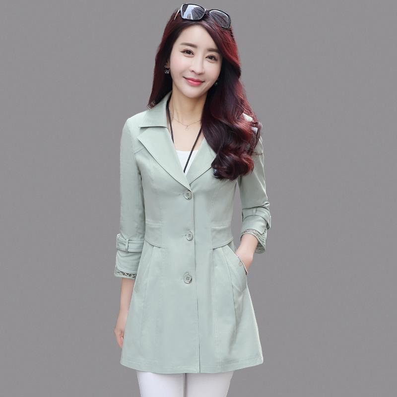 Windbreaker women's middle long Korean spring new popular women's wear small spring coat women's wear