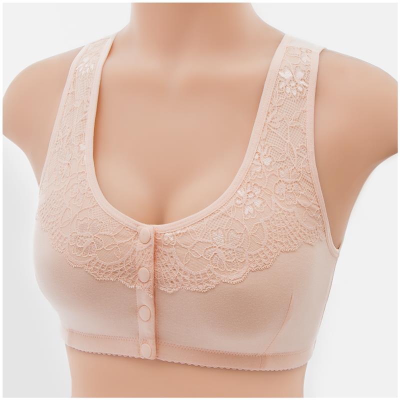 Middle-aged and elderly mother bra front button pure cotton double-layer dual-use sleep bra vest style sports underwear for women