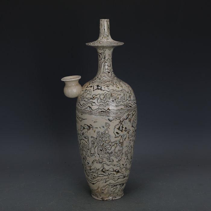 唐代白地全手工绞胎瓷净瓶做旧仿文物出土古瓷器古玩古董收藏摆件