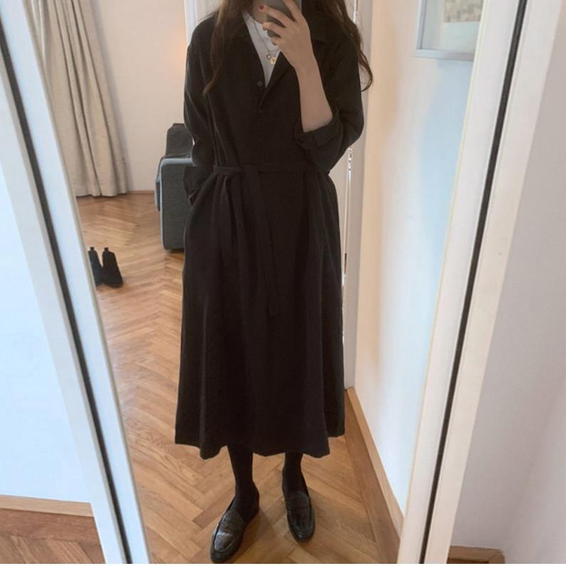 Skirts for women spring new Korean style student shirt skirts women's waist dress women's mid-length spring and autumn knee-length skirts