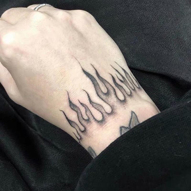 纹身贴定制持久防水纹身贴男女暗黑系火焰情侣纹身贴个性酷