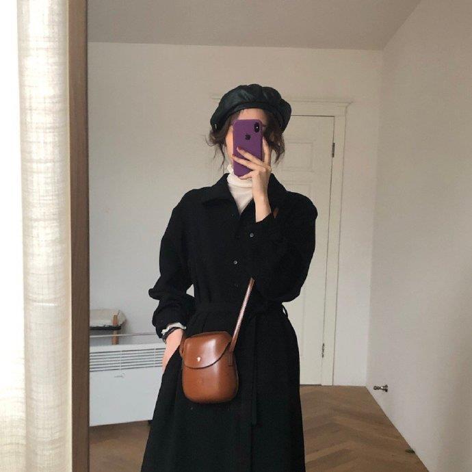 Skirts for women spring new Korean style student shirt skirts women's waist dress women's mid-length spring and autumn knee-length skirts