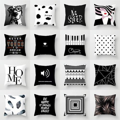 New black and white geometric figure pillow cover home sofa office pillow cushion cover ins pillow customization