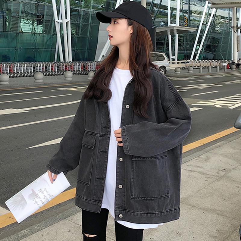 BF Feng Shui wash retro Denim Jacket Women's autumn 2020 loose thin cardigan Long Sleeve Jacket Top Student
