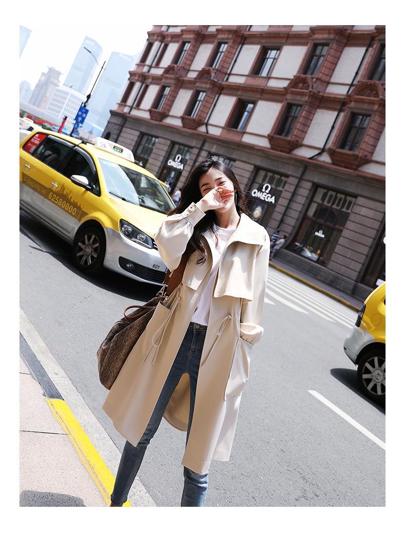 有里布春秋新款外套韩版时尚薄款英伦风大衣收腰显瘦中长款女风衣